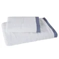 Komplet 2 szt ręczników KOS z  ozdobną żakardową bordiurą w paseczki - 36 x 25 x 12 cm - biały 2