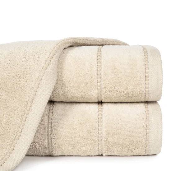 Ręcznik MARI z welurową bordiurą - 30 x 50 cm - beżowy