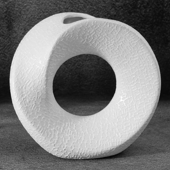 Wazon ceramiczny RISO z drobnym wzorem - 23 x 9 x 22 cm - biały
