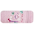 Ręcznik BABY z haftowaną aplikacją z dinozaurem - 70 x 140 cm - różowy 3
