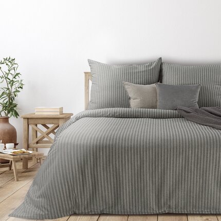 EUROFIRANY PREMIUM pościel ETNO 3 z bawełny zdobiona klasycznymi pasami 160 x 200 cm stalowy,jasnoszary