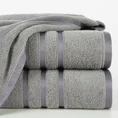 Ręcznik z elegancką bordiurą w lśniące pasy - 70 x 140 cm - stalowy 1