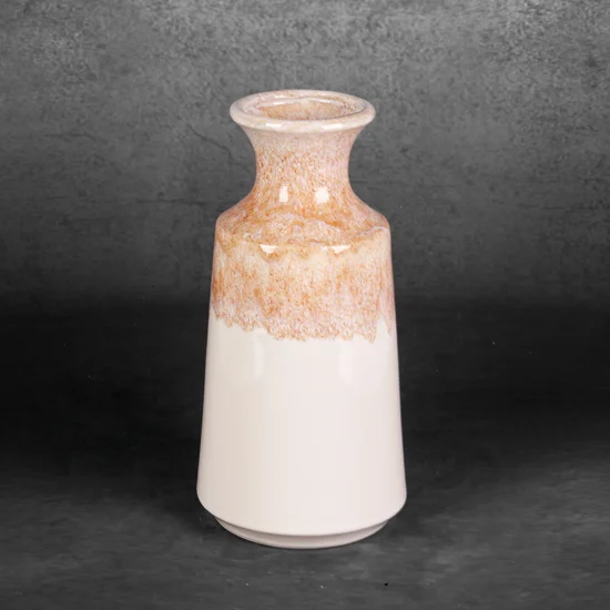 Wazon ceramiczny RUBEN dwukolorowy z efektem ombre - ∅ 16 x 31 cm - kremowy