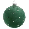 Bombka choinkowa o welwetowej powierzchni, zdobiona kryształkami - ∅ 10 cm - zielony 2