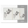 Zestaw upominkowy BLOSSOM 3 szt ręczników z haftem z motywem kwiatowym w kartonowym opakowaniu na prezent - 56 x 36 x 7 cm - kremowy 2