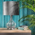 Lampa stołowa NELL na podstawie łączącej szkło i metal z welwetowym abażurem - ∅ 32 x 61 cm - popielaty 5