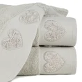 Ręcznik KAMILA bawełniany z ozdobną  bordiurą w formie serc wypełnionych różyczkami - 50 x 90 cm - szary 1