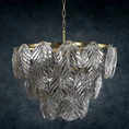 Lampa  DAGI ze szklanymi  zawieszkami  w formie liści z dymionego szkła - ∅ 57 x 56 cm - złoty 1