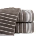 DESIGN 91 Ręcznik LEO klasyczny z bordiurą w pasy - 50 x 90 cm - ciemnobrązowy 1