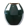 Wazon ceramiczny AMORA 2 o lśniącej powierzchni ze złotym detalem - 22 x 12 x 25 cm - zielony 2