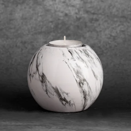 Świecznik ceramiczny SANA z marmurkowym wzorem Świecznik ceramiczny SANA z marmurkowym wzorem - ∅ 9 x 8 cm
