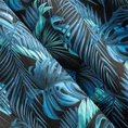 Zasłona welwetowa LAGUNA z nadrukiem egzotycznych liści - 140 x 270 cm - niebieski 6