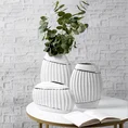 Wazon ceramiczny o nowoczesnym kształcie biało-srebrny - 24 x 7 x 15 cm - biały 3
