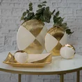 Wazon ceramiczny biało-złoty z geometrycznym wzorem - ∅ 12 x 23 cm - beżowy 5