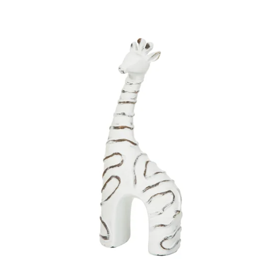 Figurka dekoracyjna żyrafa w stylu shabby chic o przecieranych brzegach - 10 x 6 x 25 cm - biały