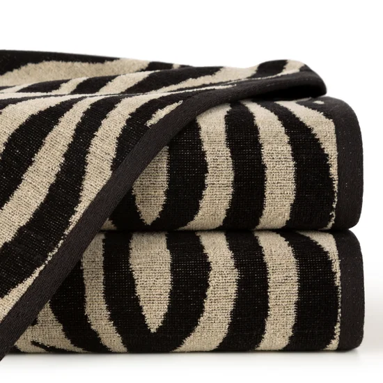 Ręcznik ZEBRA z motywem zwierzęcych pasów - 70 x 140 cm - czarny