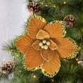 Świąteczny kwiat dekoracyjny z welwetu - 16 cm - złoty 1