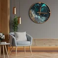 Dekoracyjny zegar ścienny w stylu nowoczesnym ze szkła i metalu - 60 x 5 x 60 cm - turkusowy 3