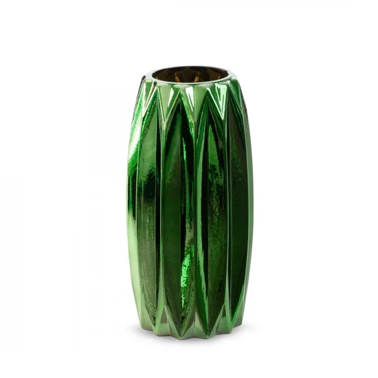 Wazon NEGRO ze szkła artystycznego zielono-miedziany - ∅ 10 x 20 cm - zielony