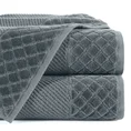 Ręcznik z ozdobną bordiurą w kratkę - 50 x 90 cm - stalowy 1