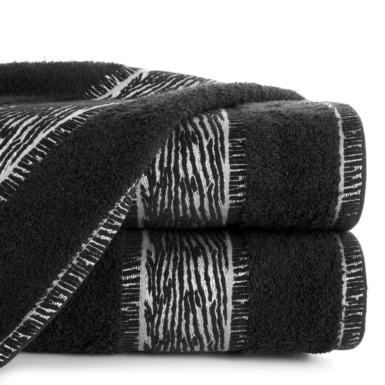 Ręcznik NIKOLA z ozdobną żakardową bordiurą - 50 x 90 cm - czarny