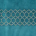 DIVA LINE Zasłona z welwetu zdobiona pasem geometrycznego wzoru z drobnych jasnozłotych dżetów - 140 x 270 cm - ciemnoturkusowy 7