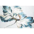 Obraz FLOWER ręcznie malowany na płótnie - 60 x 90 cm - turkusowy 1