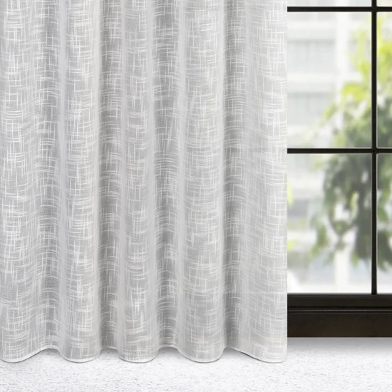 Dekoracja okienna RUBI w stylu eko o ozdobnym splocie z widocznymi nitkami - 140 x 270 cm - biały