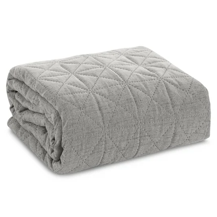 Narzuta o strukturze lnu pikowana metodą hot press w geometryczny wzór Narzuta o strukturze lnu pikowana metodą hot press w geometryczny wzór - 170 x 210 cm