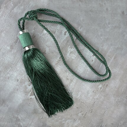 Dekoracyjny sznur do zasłon DINA upinacz z ozdobnym chwostem i kryształkami 60 x 25 cm ciemnoturkusowy