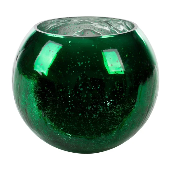 Osłona na donicę VERRE ze szkła artystycznego z marmurkową fakturą - ∅ 20 x 16 cm - zielony