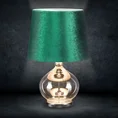 Lampa stołowa JOY na pękatej podstawie z transparentnego szkła z błyszczącym abażurem z welwetu - ∅ 25 x 40 cm - ciemnozielony 1