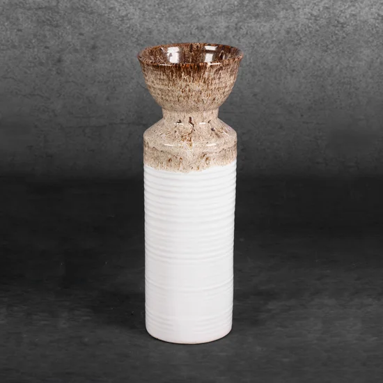 Wazon ceramiczny ERINA dwukolorowy - ∅ 13 x 35 cm - biały