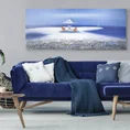 Obraz RELAX ręcznie malowany na płótnie z elemetami 3D - 150 x 60 cm - niebieski 3