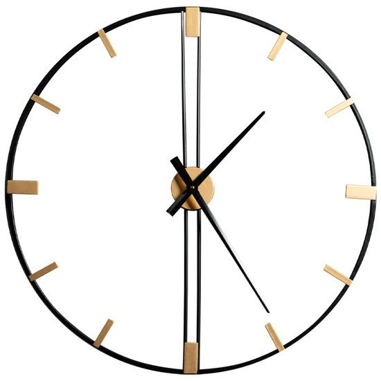 Dekoracyjny zegar ścienny z metalu w nowoczesnym minimalistycznym stylu - 80 x 5 x 80 cm - czarny