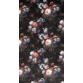 Zasłona KAREN z miękkiego welwetu zdobiona kwiatowym nadrukiem - 140 x 270 cm - czarny 9