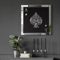 Dekoracja ścienna TELA 1 w stylu glamour z efektem 3D z elementami lustra i kryształów, symbol pik - 60 x 3 x 60 cm - srebrny 4