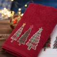 Ręcznik świąteczny SANTA 15 bawełniany z aplikacją z choinkami i drobnymi kryształkami - 70 x 140 cm - czerwony 4