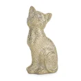 Kot- figurka dekoracyjna ELVIN o drobnym strukturalnym wzorze łuski, szampańska - 6 x 8 x 15 cm - szampański 2