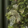 Zimowa gałązka z ażurowymi listkami obsypana srebrnym brokatem - 25 cm - srebrny 1