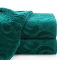 Welurowy ręcznik zdobiony na całej powierzchni żakardowym kwiatowo-ornamentowym wzorem - 50 x 90 cm - turkusowy 1