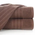 Ręcznik bawełniany ROSITA o ryżowej strukturze z żakardową bordiurą z geometrycznym wzorem, brązowy - 70 x 140 cm - brązowy 1