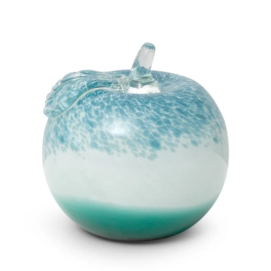 Jabłko GABI - ręcznie wykonana figurka dekoracyjna ze szkła artystycznego - 13 x 12 x 12 cm - turkusowy