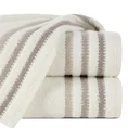Ręcznik IRENE z puszystej bawełny podkreślony paseczkami - 50 x 90 cm - kremowy 1