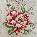 Bieżnik z grubszej tkaniny gobelinowej z nicią szenilową z motywem kwiatów - 40 x 100 cm - naturalny 2