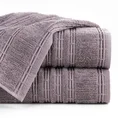 Ręcznik ROMEO z bawełny podkreślony bordiurą tkaną  w wypukłe paski - 70 x 140 cm - fioletowy 1