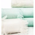 Ręcznik bawełniany z żakardową bordiurą i frędzlami - 70 x 140 cm - kremowy 7
