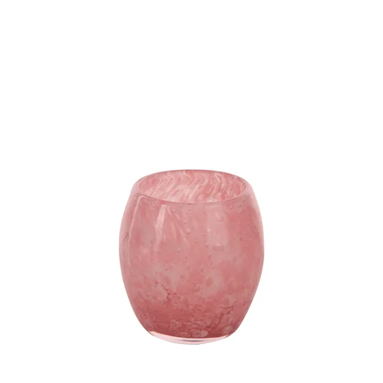 Świecznik PILAR z barwionego szkła artystycznego - ∅ 10 x 10 cm - różowy