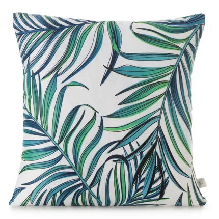 DESIGN 91 Poszewka PALMS 02 z mikrofibry z nadrukiem palmowych liści DESIGN 91 Poszewka PALMS 02 z mikrofibry z nadrukiem palmowych liści - 40 x 40 cm