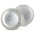 Patera dekoracyjna ze szkła artystycznego okrągła w srebrne cętki - ∅ 28 x 3 cm - srebrny 2
